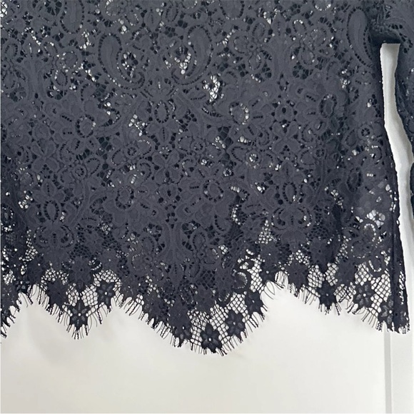 For Love & Lemons XS Black Lace Bell Sleeve Scalloped Crop Top - Picture 3 of 4